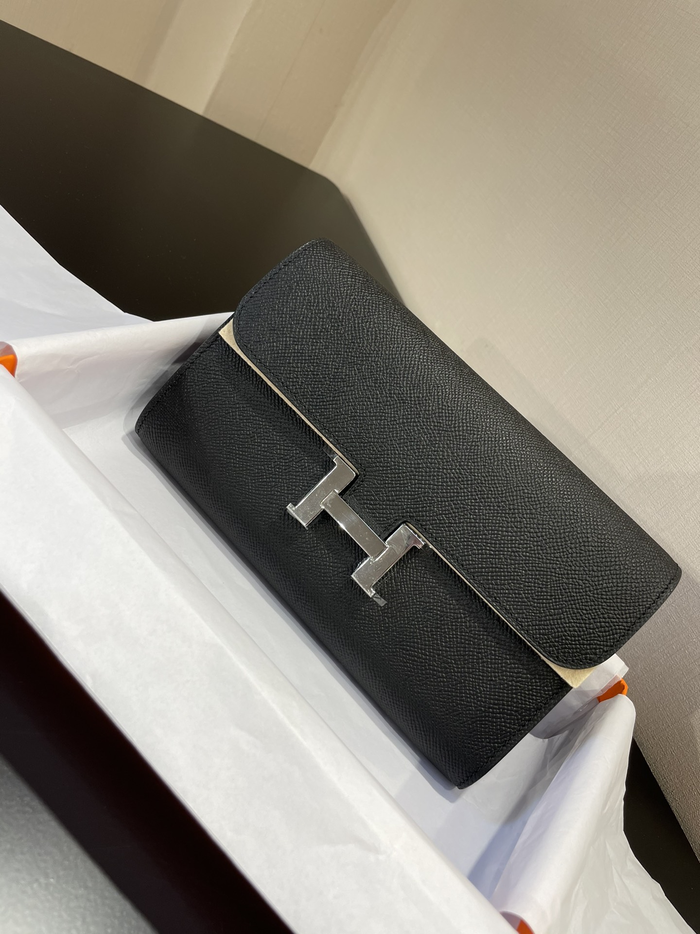 [TOP] HERMES Epsom Constance Long Wallet 20.5cm - Black