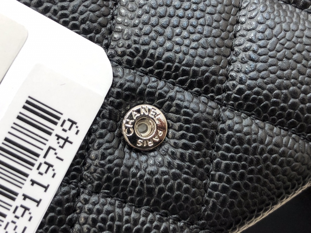[TOP] CHANEL Long Folding Caviar Wallet 19cm - Black - SHW
