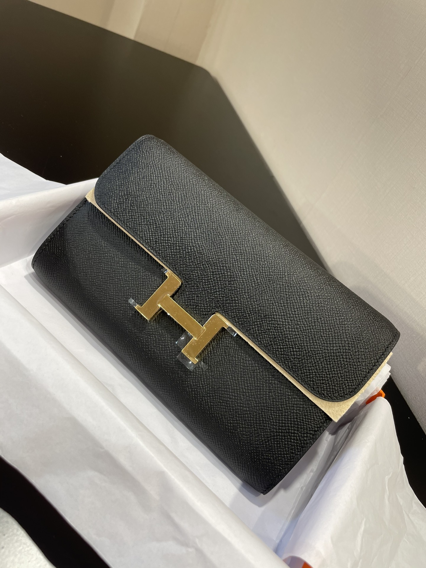 [TOP] HERMES Epsom Constance Long Wallet 20.5cm - Black