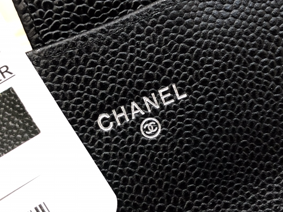 [TOP] CHANEL Long Folding Caviar Wallet 19cm - Black - SHW