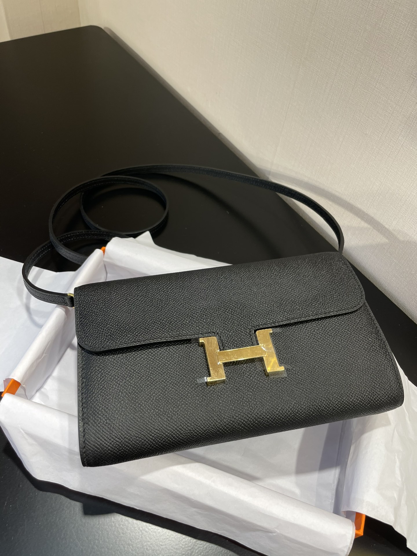 [TOP] HERMES Epsom Constance Long Wallet 20.5cm - Black