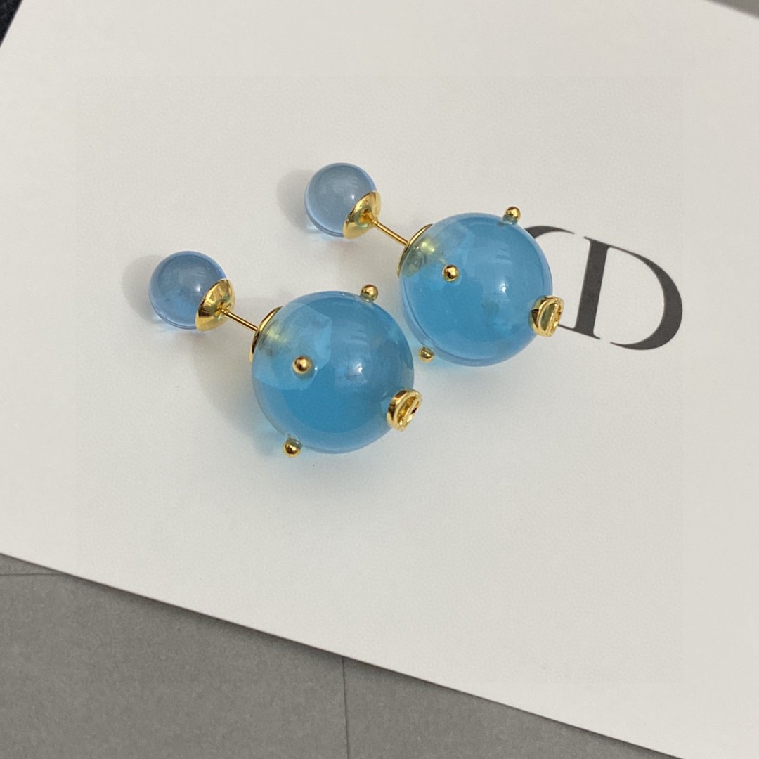 [TOP] Christian Dior Crystal Stud Earrings - Blue