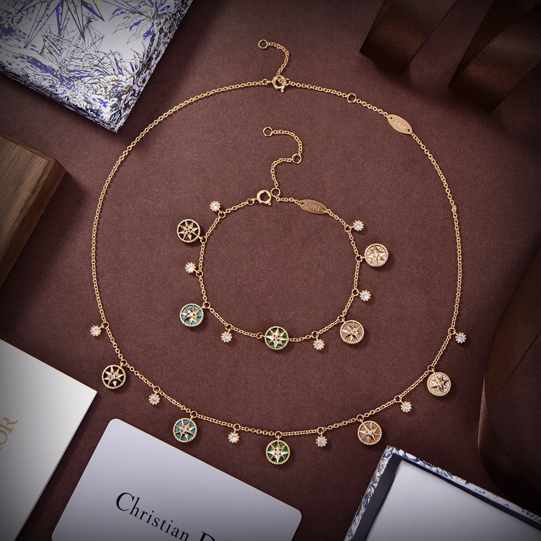 [TOP] Christian Dior hexagram compass crystal bracelet/necklace