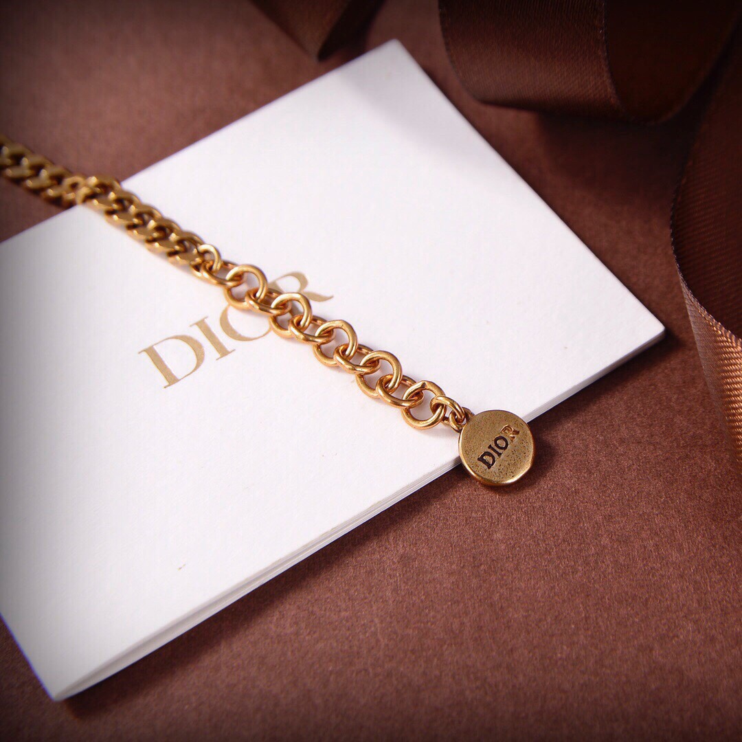 [TOP] Christian Dior diamond alphabet bracelet - Brass