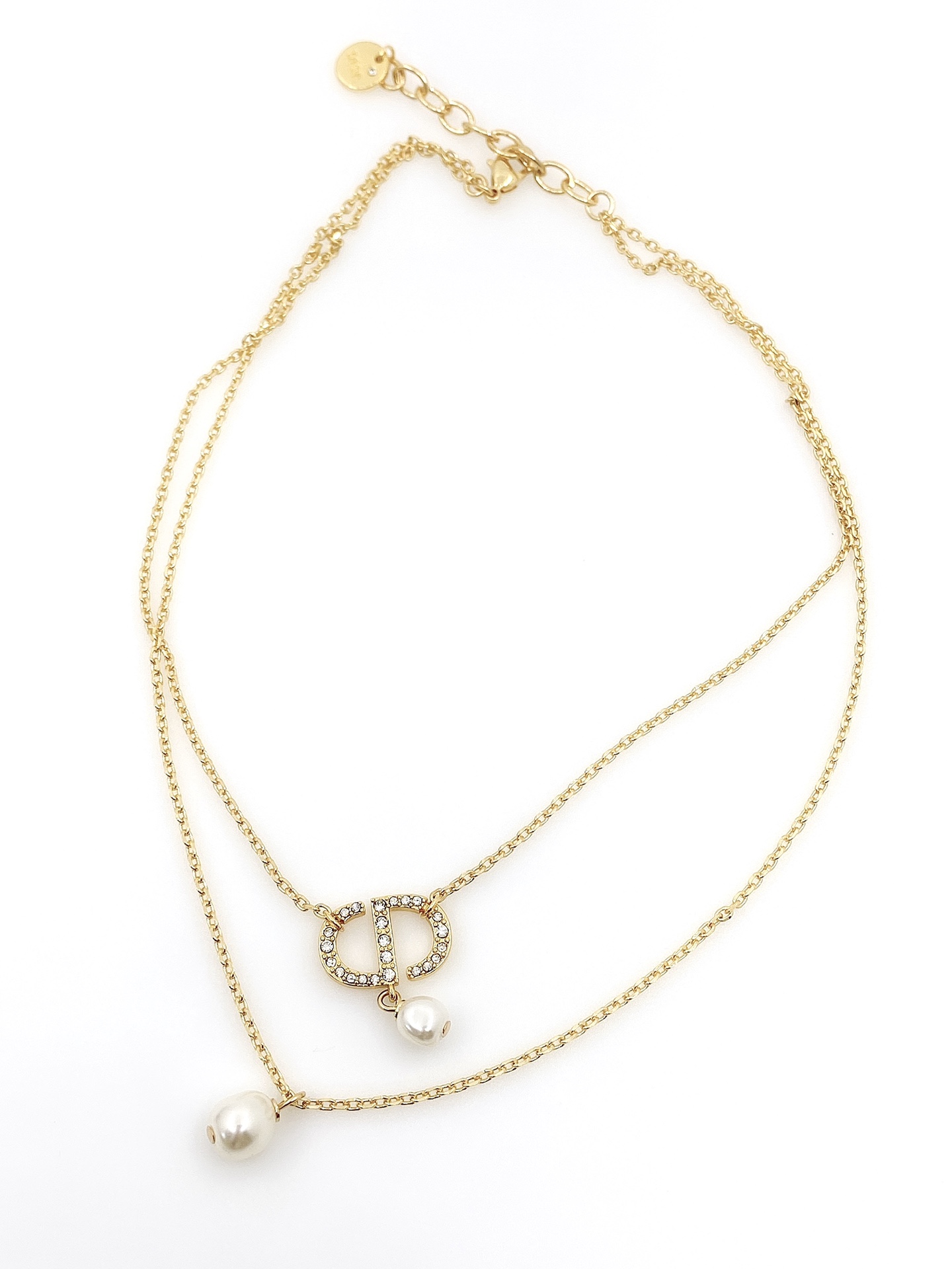 [TOP] Christian Dior Pearl CD Necklace - Gold