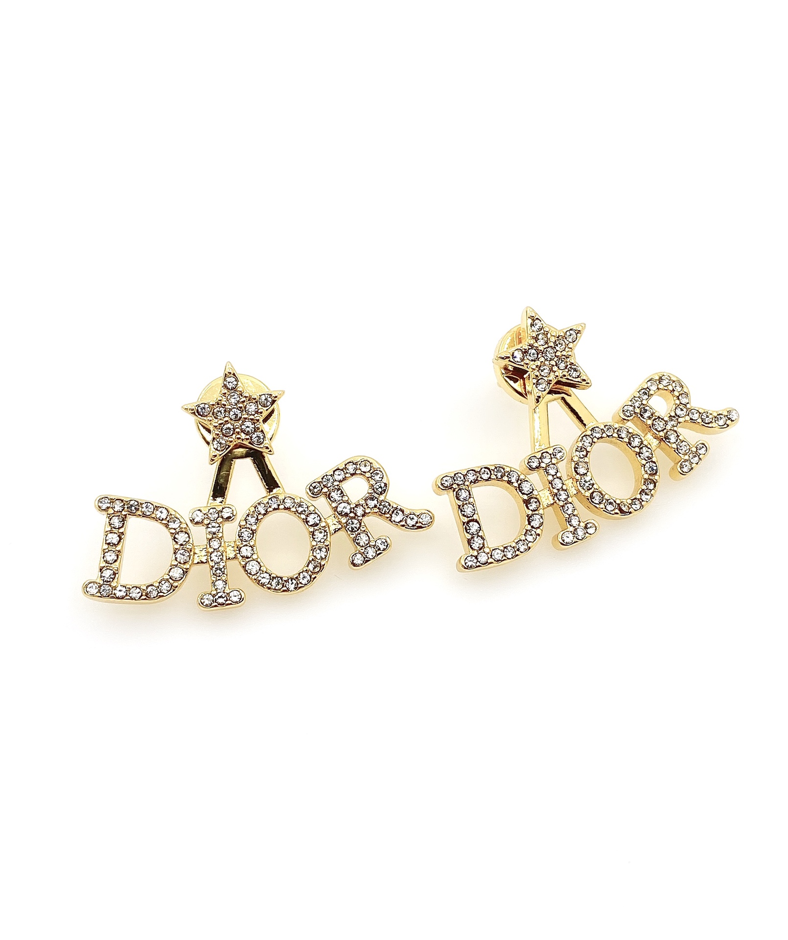 [TOP] Christian Dior Star Diamond Letter earrings - Gold