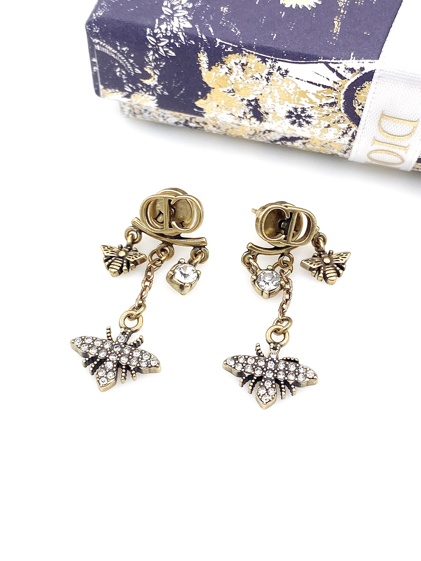 [TOP] Christian Dior Vintage Bee Earrings - Brass