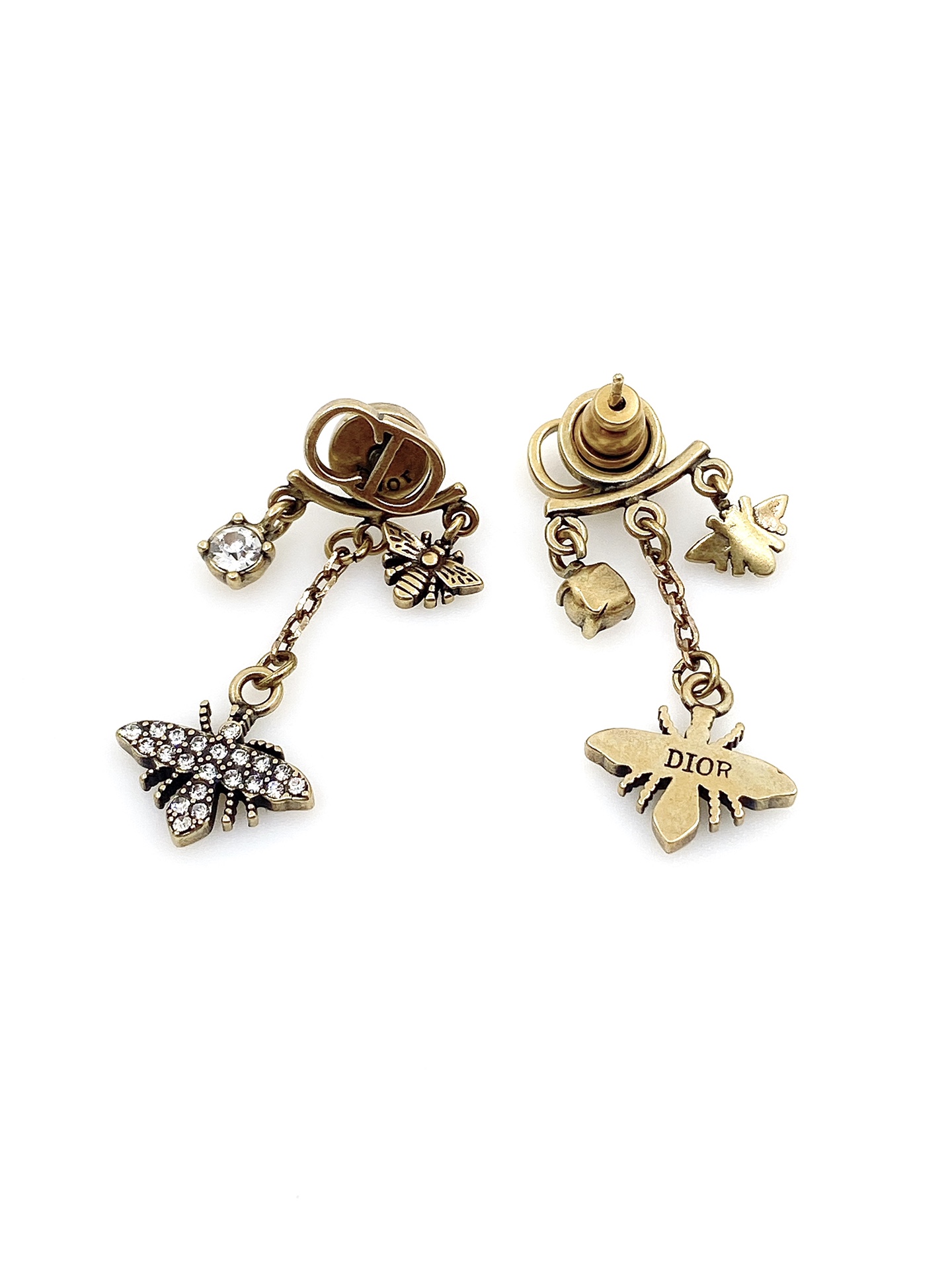 [TOP] Christian Dior Vintage Bee Earrings - Brass