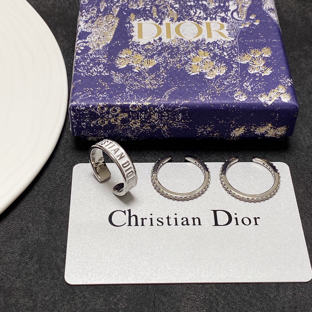 [TOP] Christian Dior set of three rings - Silver