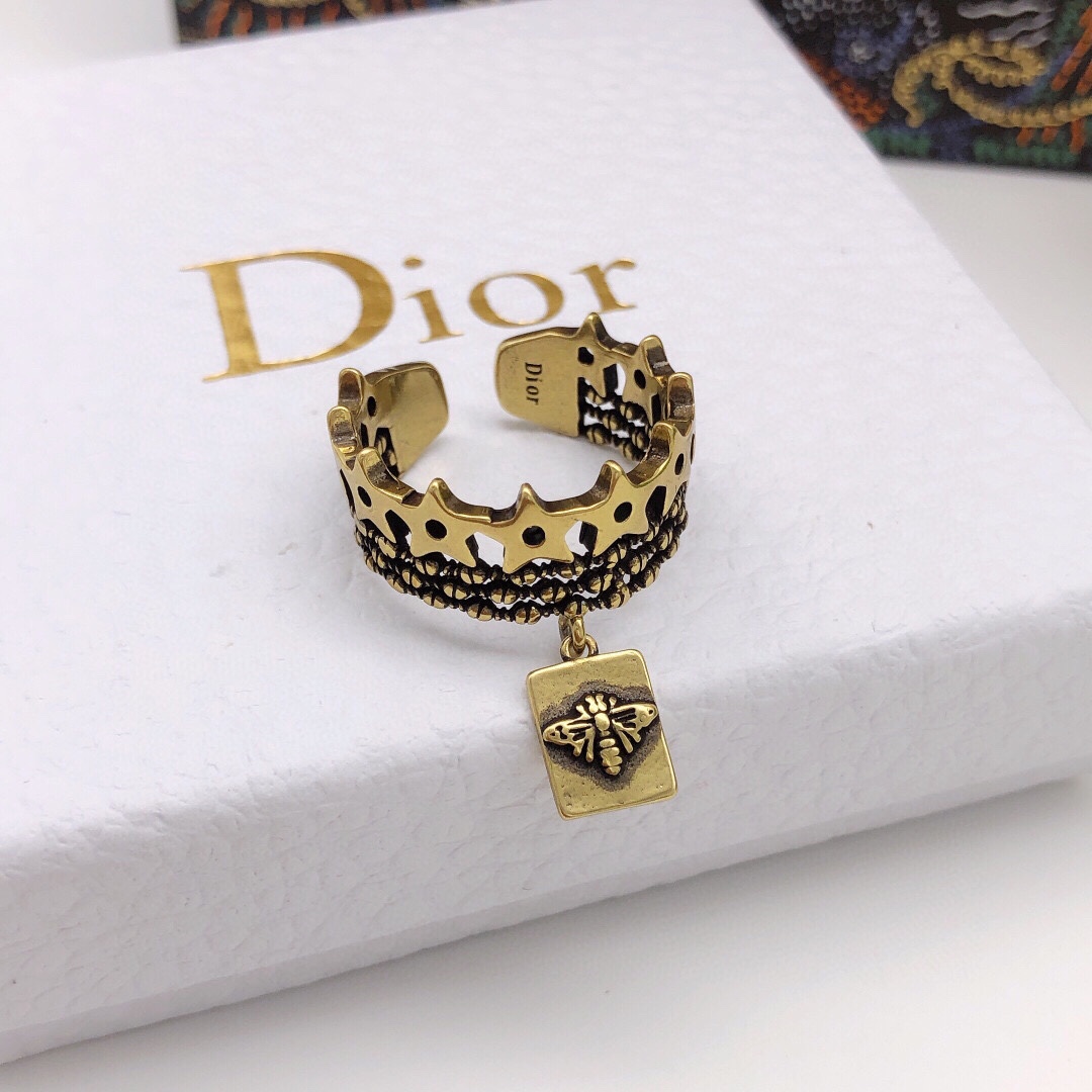 [TOP] Christian Dior Vintage Star Bee Rings - Brass
