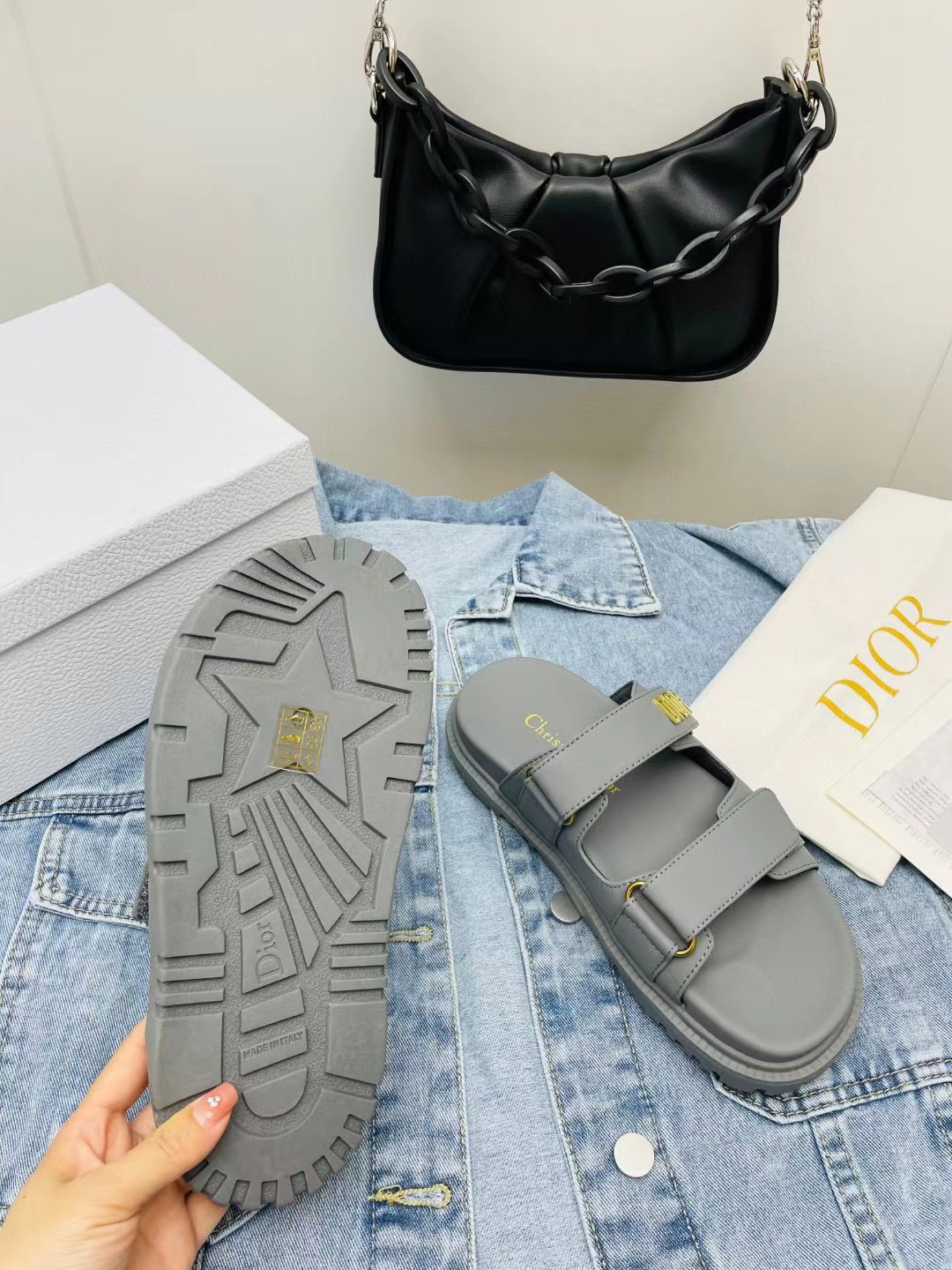 [TOP] Christian Dior Leather Dad Sandals Slides - Collection
