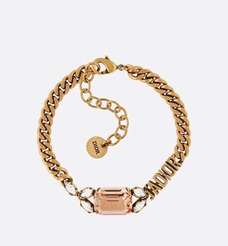 [TOP] Christian Dior Metal Pink Crystal Bracelet - Gold