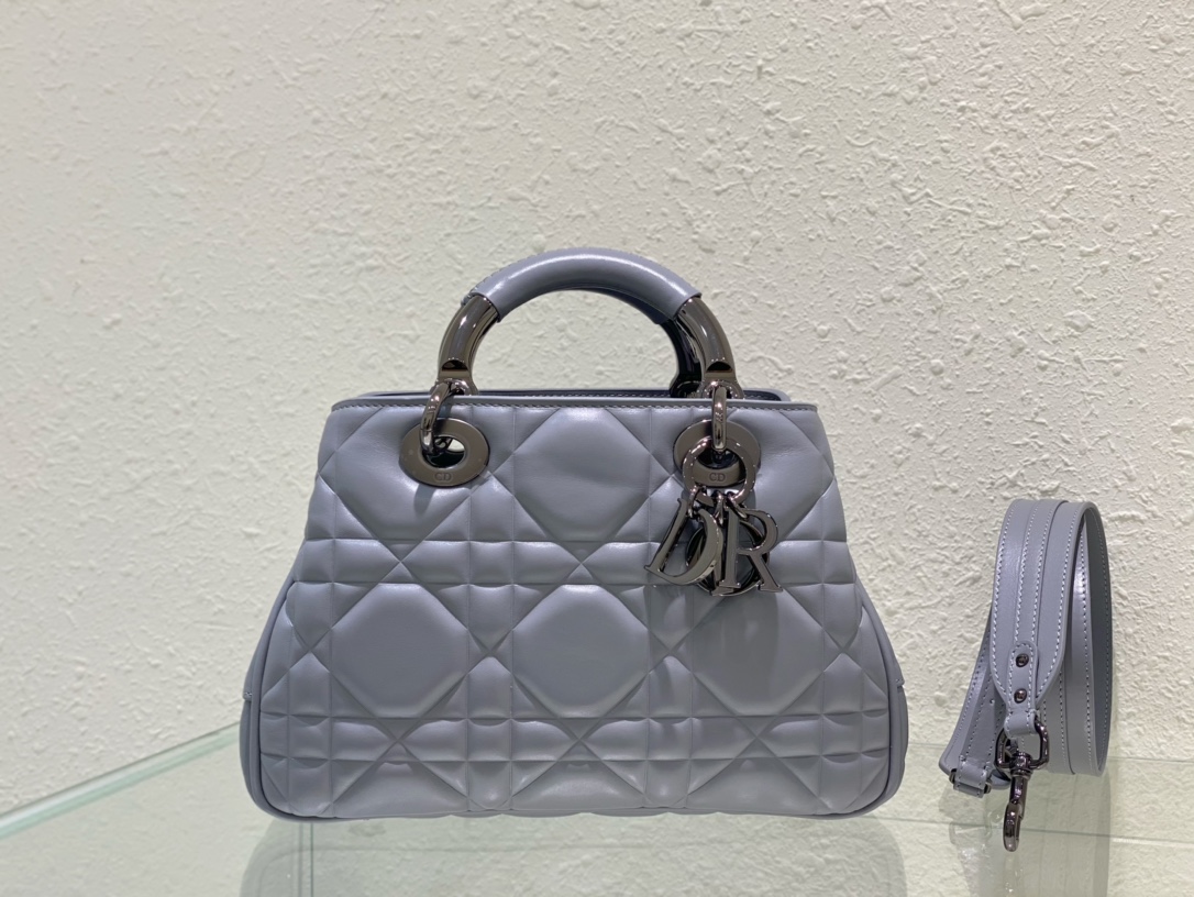 [TOP] Christian Dior Lady Christian Dior HandBag Medium 25.18.11cm - Gray -  Christian Dior