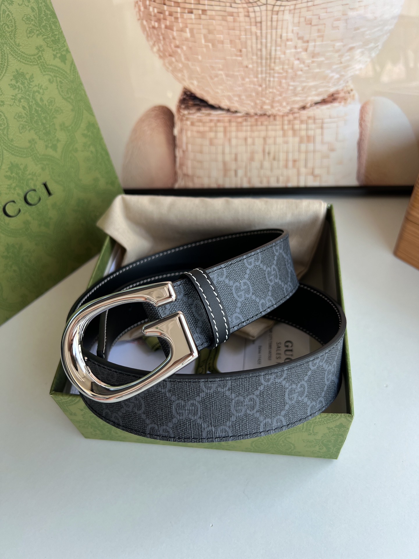 [TOP] GUCCI Men's Leather Belt G Buckle - 3 Color