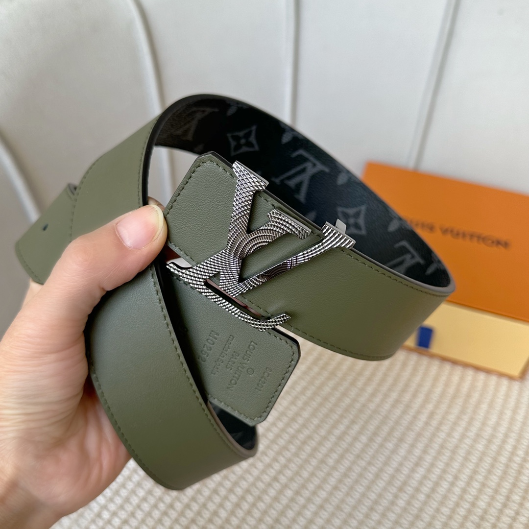 [TOP] Louis Vuitton LV LV Men's Belt Double Sided Initials Damier - Green