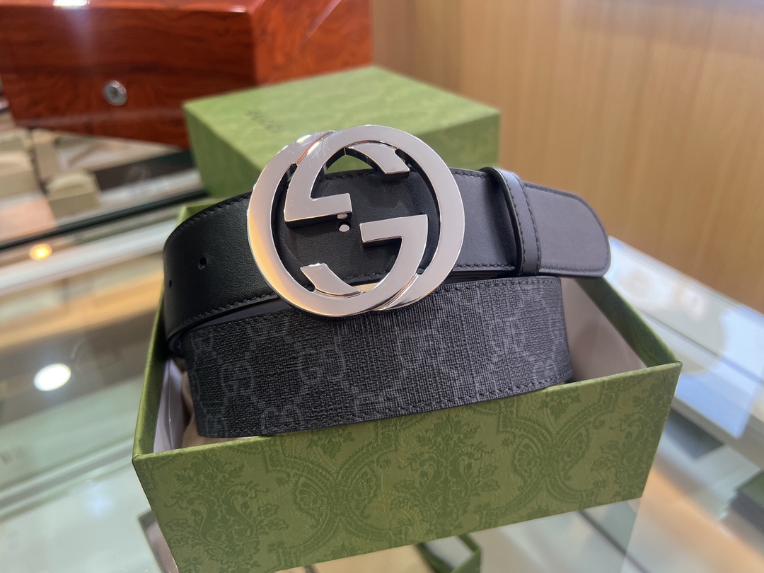 [TOP] GUCCI Men's Leather Belt G Buckle - GHW/SHW