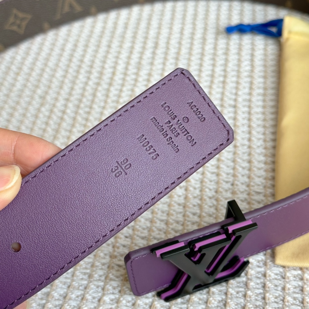 [TOP] Louis Vuitton LV LV Men's Belt Double Sided Initials Damier - Purple