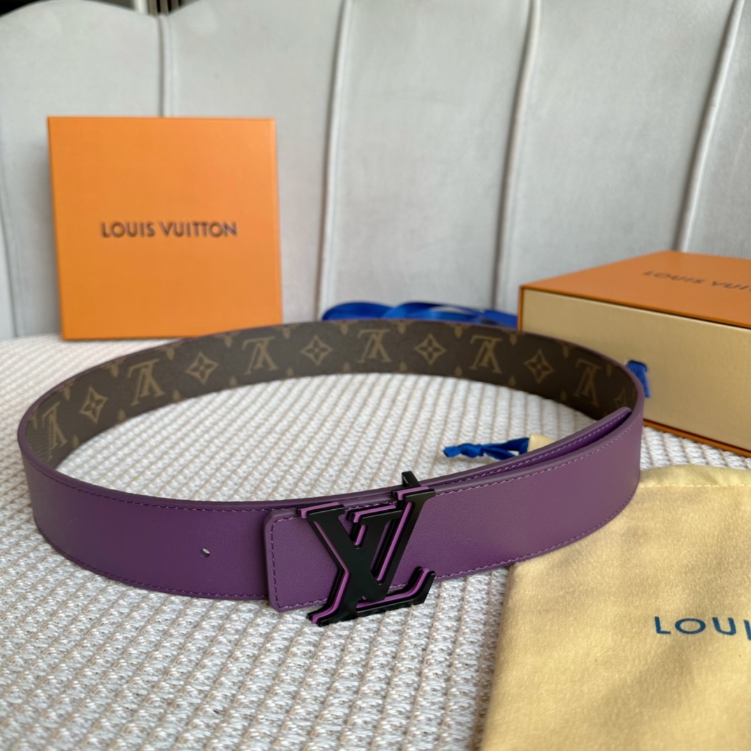 [TOP] Louis Vuitton LV LV Men's Belt Double Sided Initials Damier - Purple