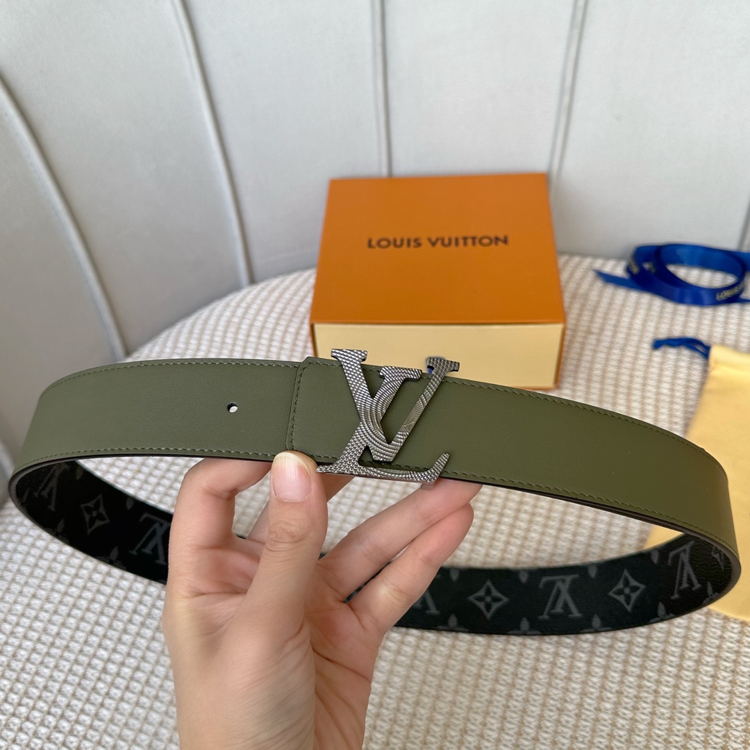 [TOP] Louis Vuitton LV LV Men's Belt Double Sided Initials Damier - Green