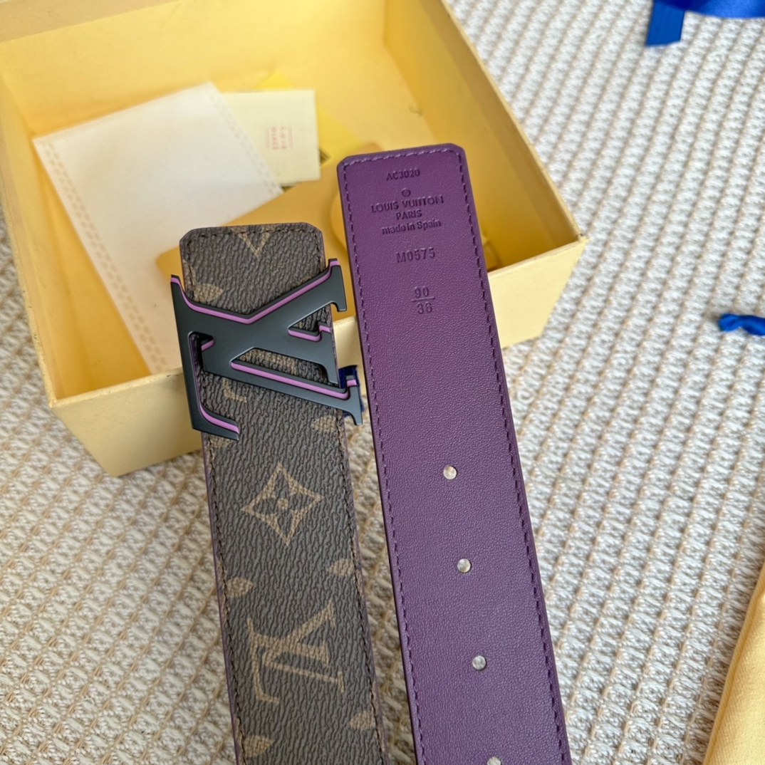 [TOP] Louis Vuitton LV LV Men's Belt Double Sided Initials Damier - Purple