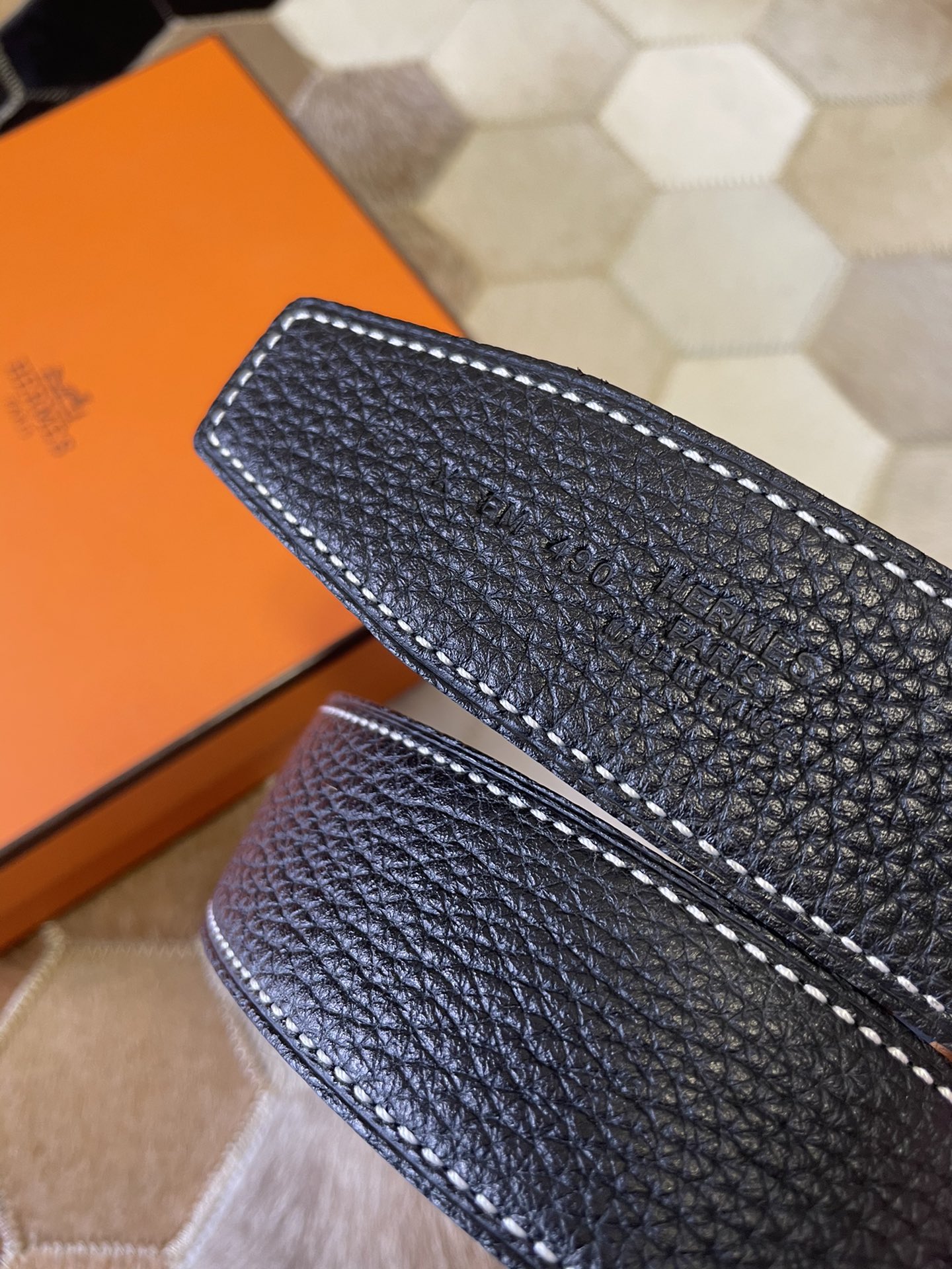 [TOP] HERMES Men's Buckle Logo Epsom Belt 3.8cm - 5 Color