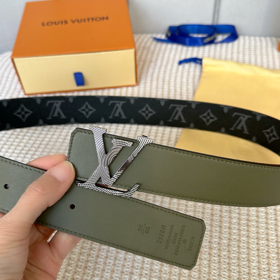 [TOP] Louis Vuitton LV LV Men's Belt Double Sided Initials Damier - Green