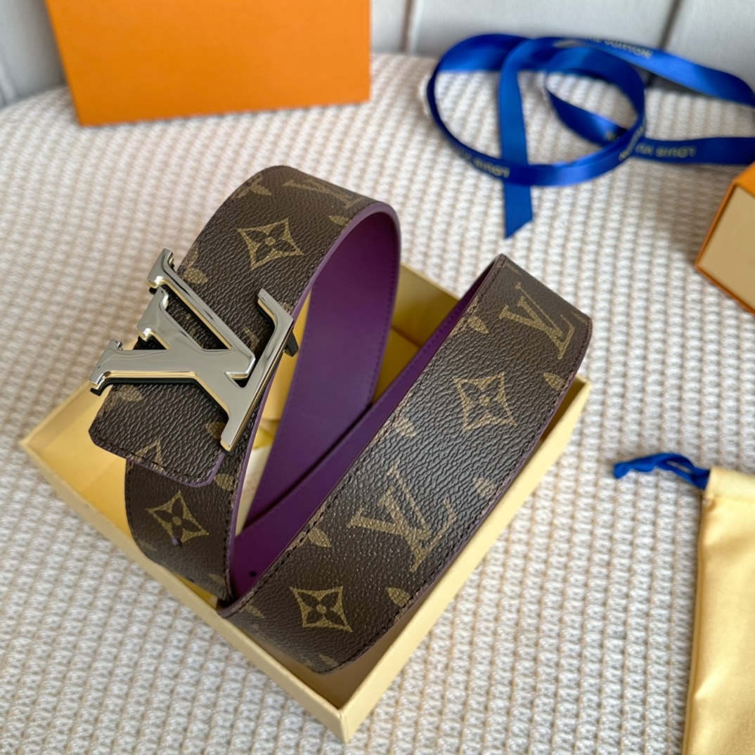 [TOP] Louis Vuitton LV LV Men's Belt Double Sided Initials Damier - Purple