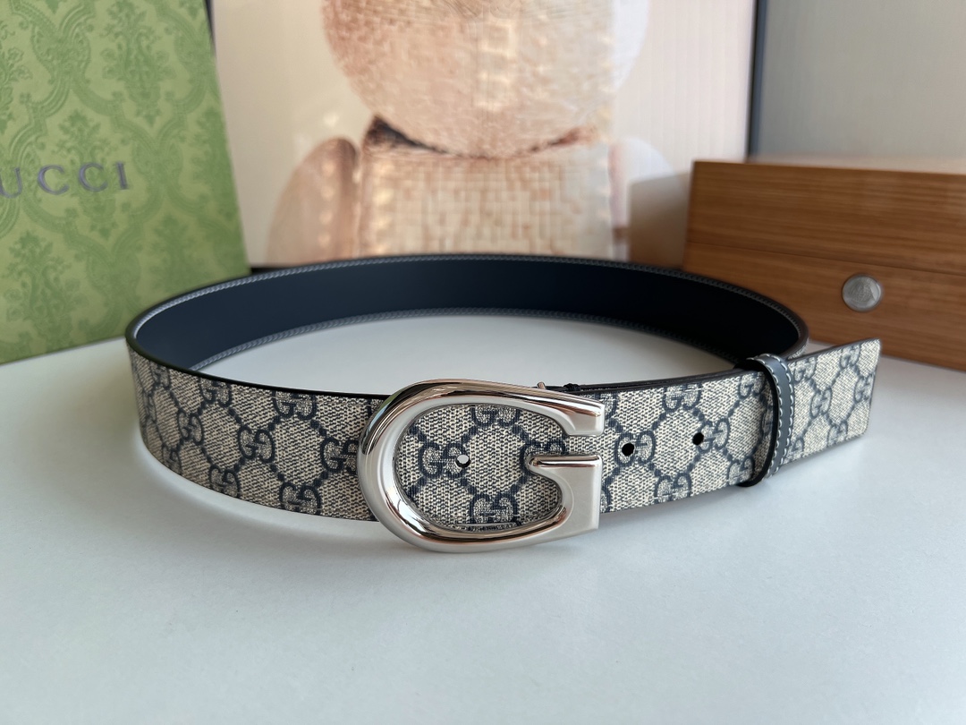 [TOP] GUCCI Men's Leather Belt G Buckle - 3 Color