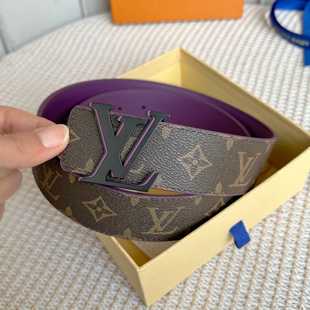 [TOP] Louis Vuitton LV LV Men's Belt Double Sided Initials Damier - Purple