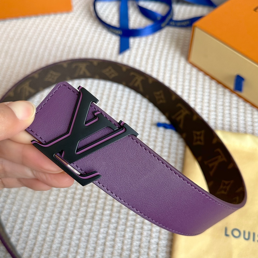 [TOP] Louis Vuitton LV LV Men's Belt Double Sided Initials Damier - Purple