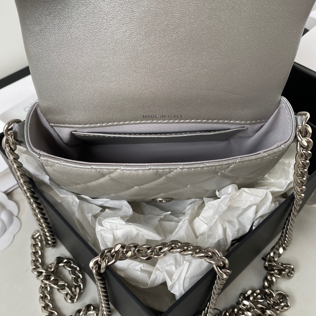 [TOP] CHANEL 23P  Mini Flap Bag 11X14.5X3.3cm - SHW - Silver