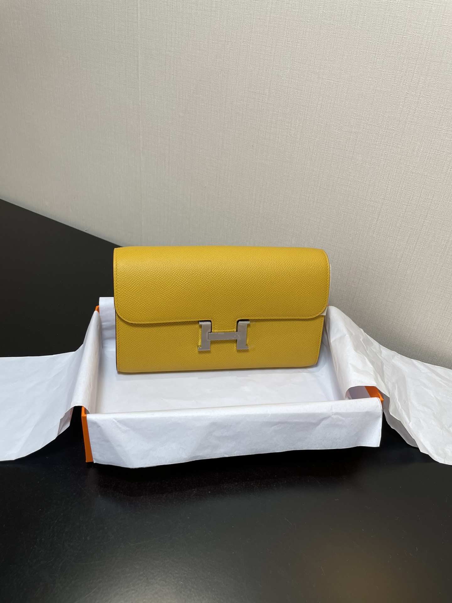 [TOP] HERMES Epsom Constance Long Wallet 20.5cm - Yellow