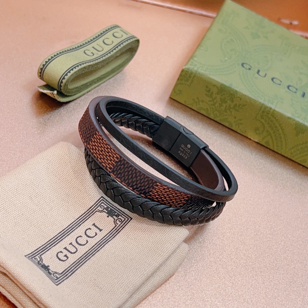 [TOP] GUCCI Men's/Women's Hand Strap Bracelet - Black