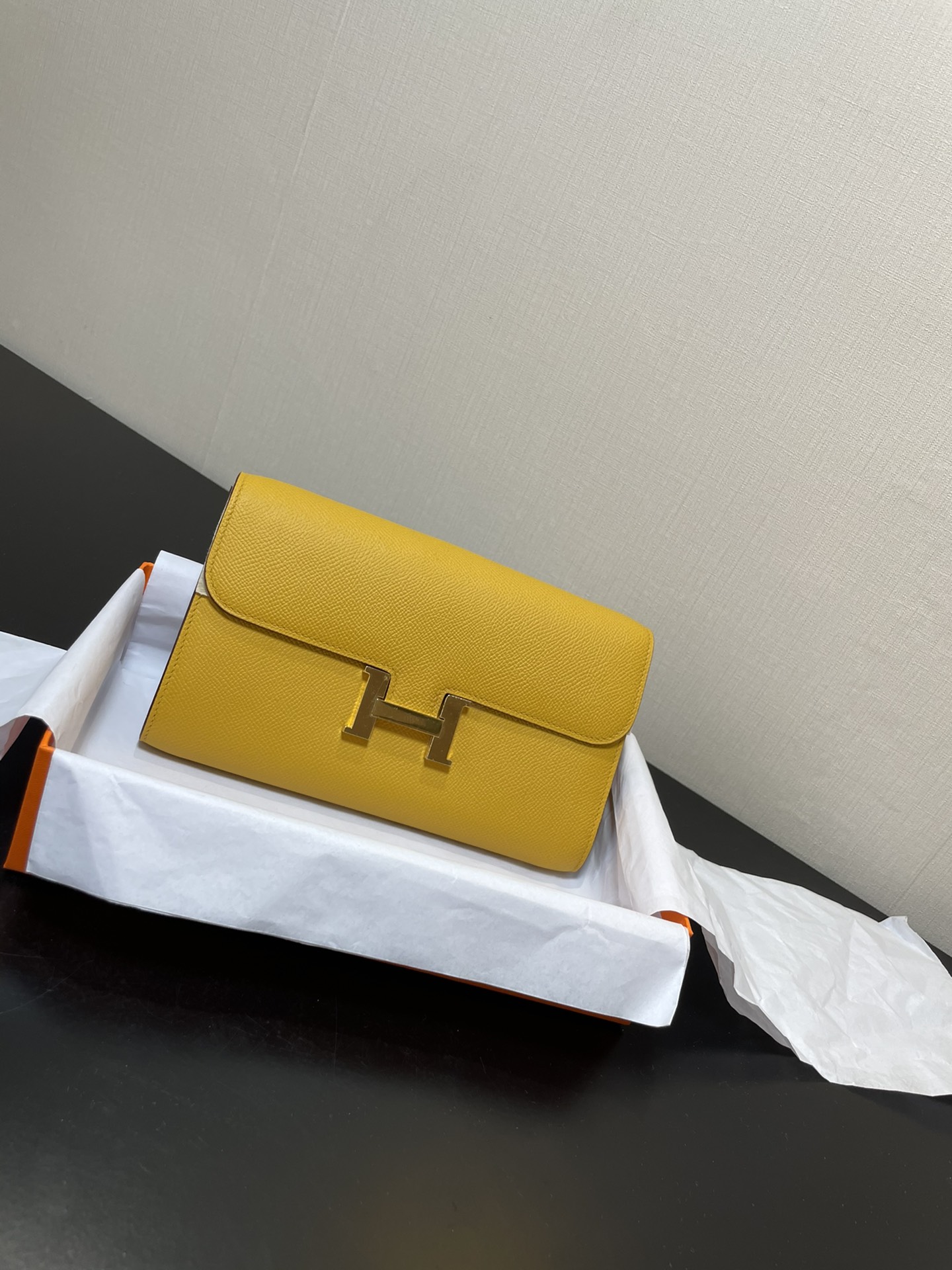 [TOP] HERMES Epsom Constance Long Wallet 20.5cm - Yellow