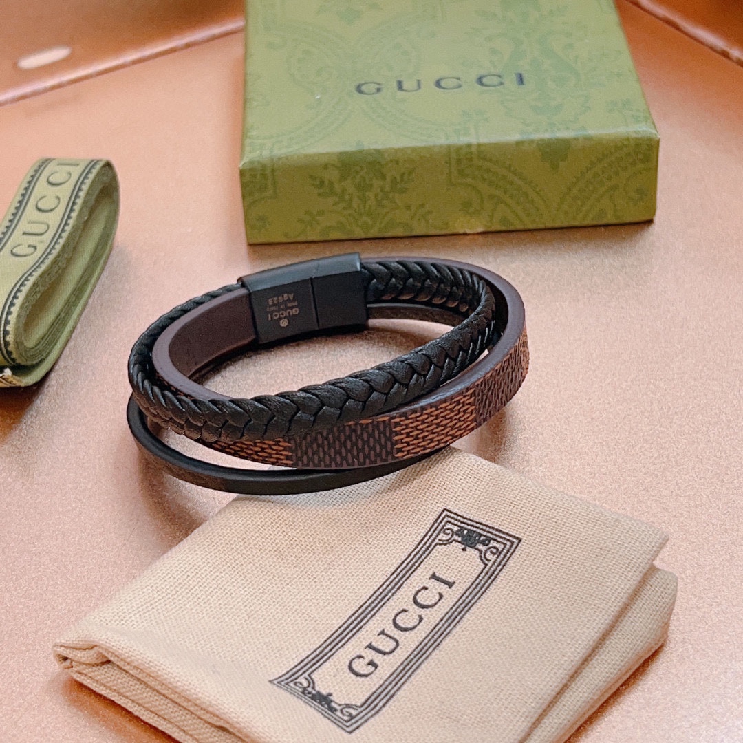 [TOP] GUCCI Men's/Women's Hand Strap Bracelet - Black