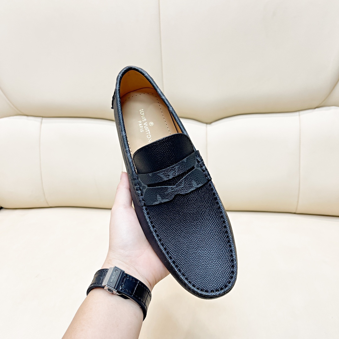 [TOP] Louis Vuitton LV LV Men's Calfskin lizard print shoes - Black