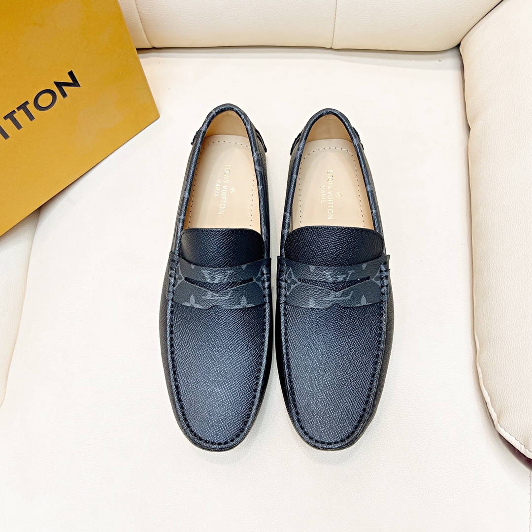 [TOP] Louis Vuitton LV LV Men's Calfskin lizard print shoes - Black