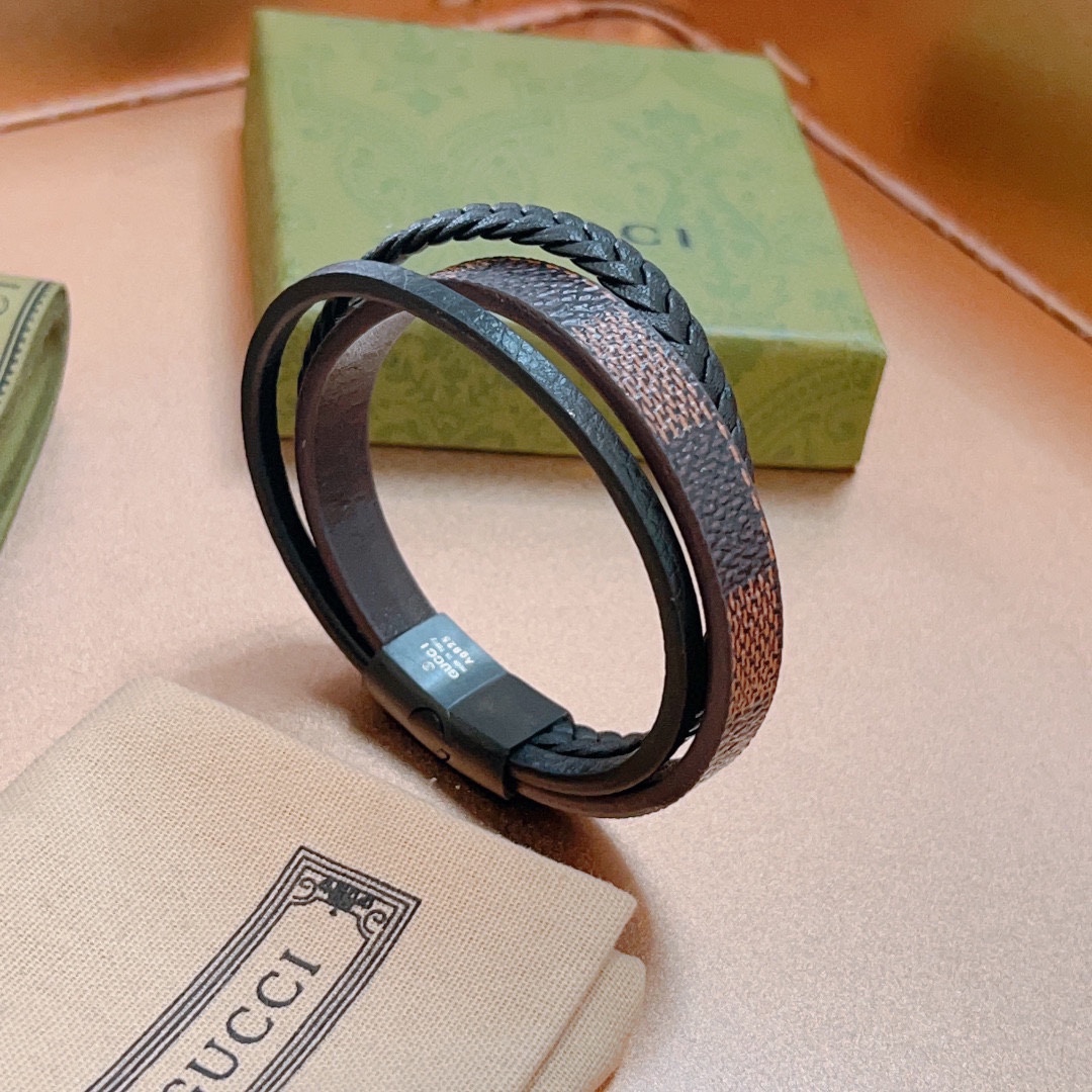 [TOP] GUCCI Men's/Women's Hand Strap Bracelet - Black