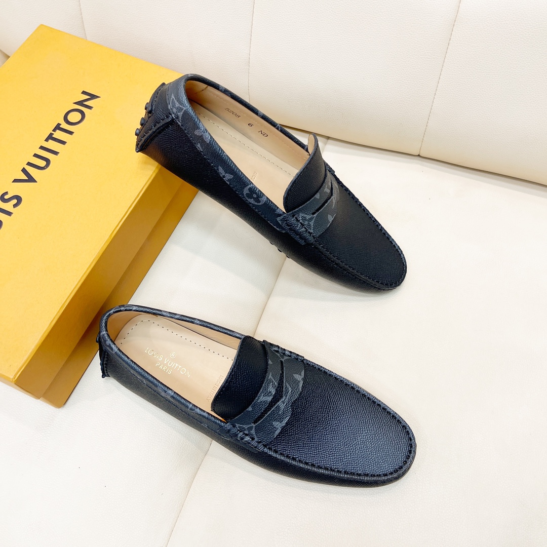 [TOP] Louis Vuitton LV LV Men's Calfskin lizard print shoes - Black