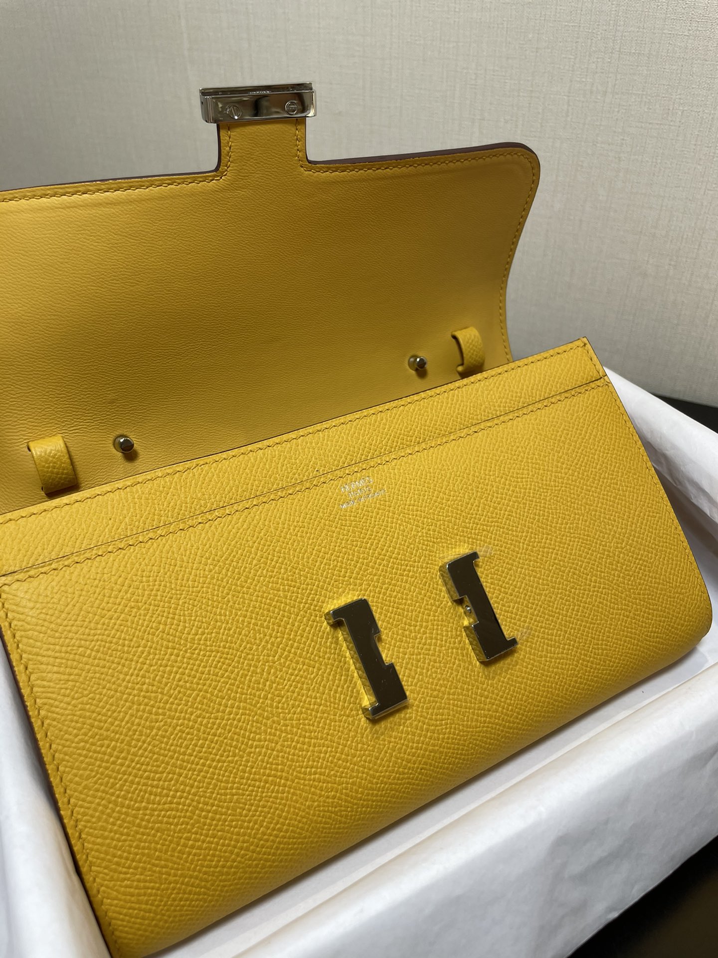 [TOP] HERMES Epsom Constance Long Wallet 20.5cm - Yellow