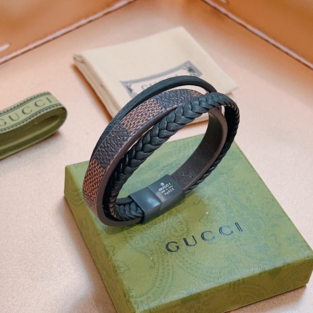 [TOP] GUCCI Men's/Women's Hand Strap Bracelet - Black