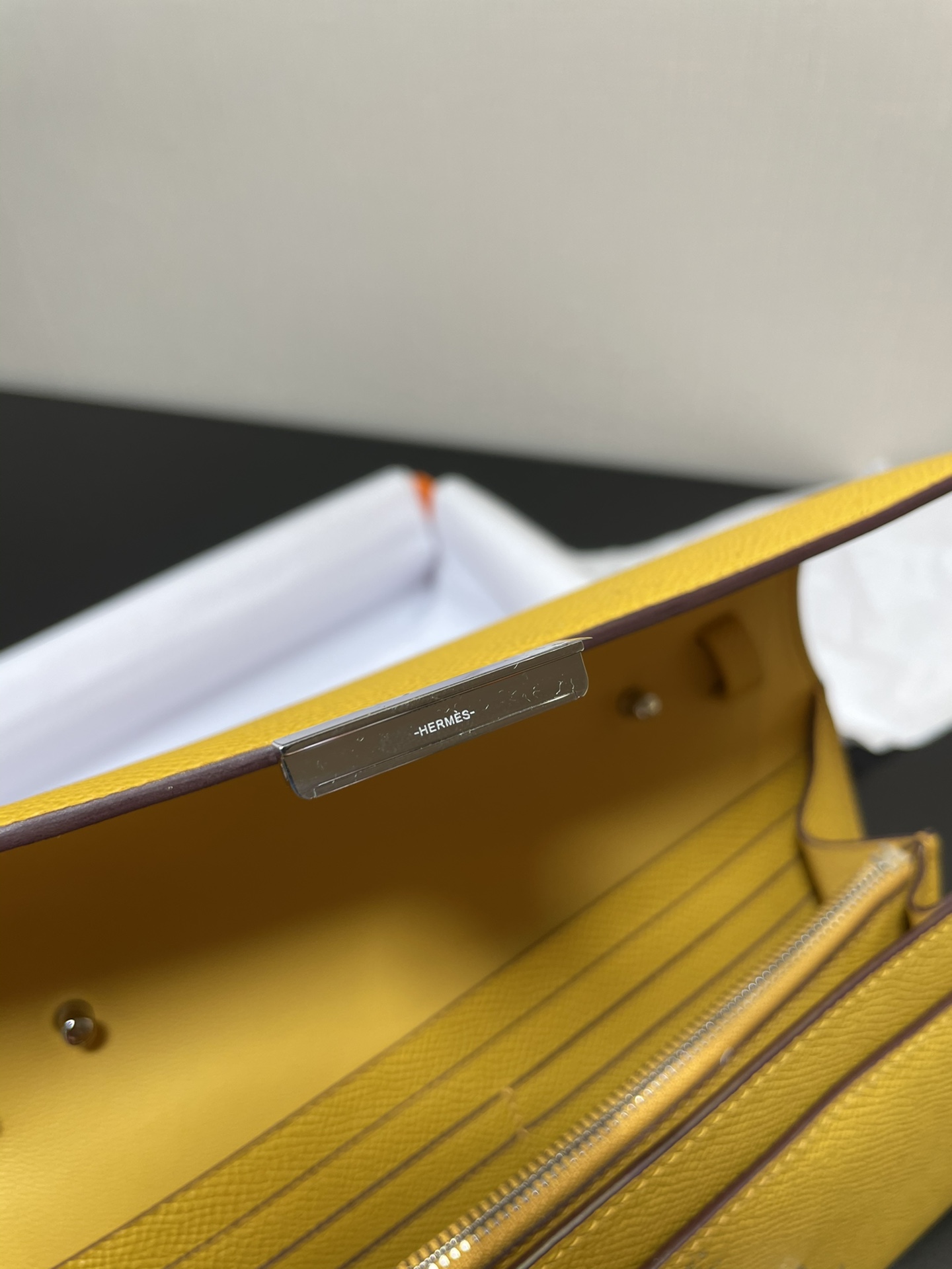 [TOP] HERMES Epsom Constance Long Wallet 20.5cm - Yellow