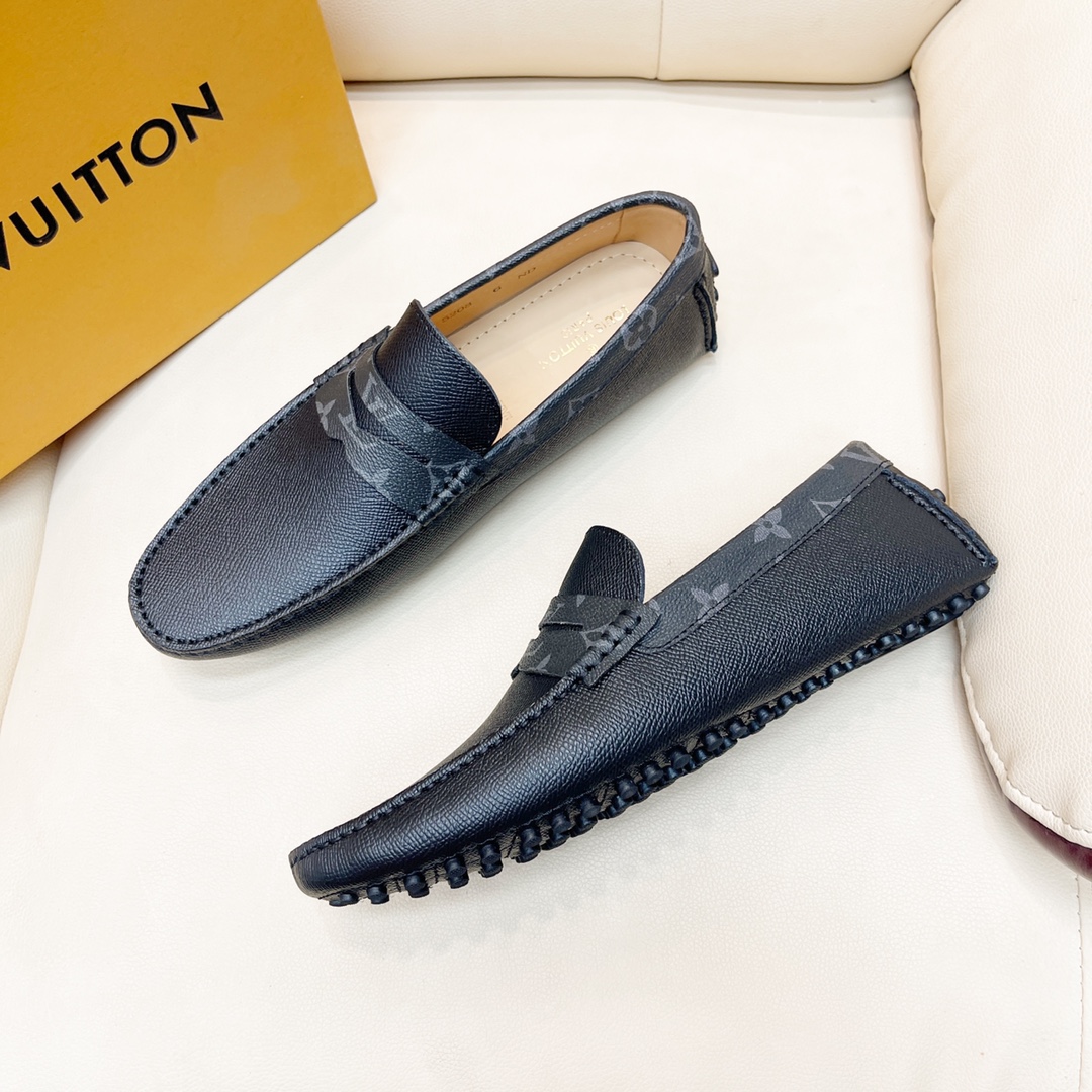 [TOP] Louis Vuitton LV LV Men's Calfskin lizard print shoes - Black