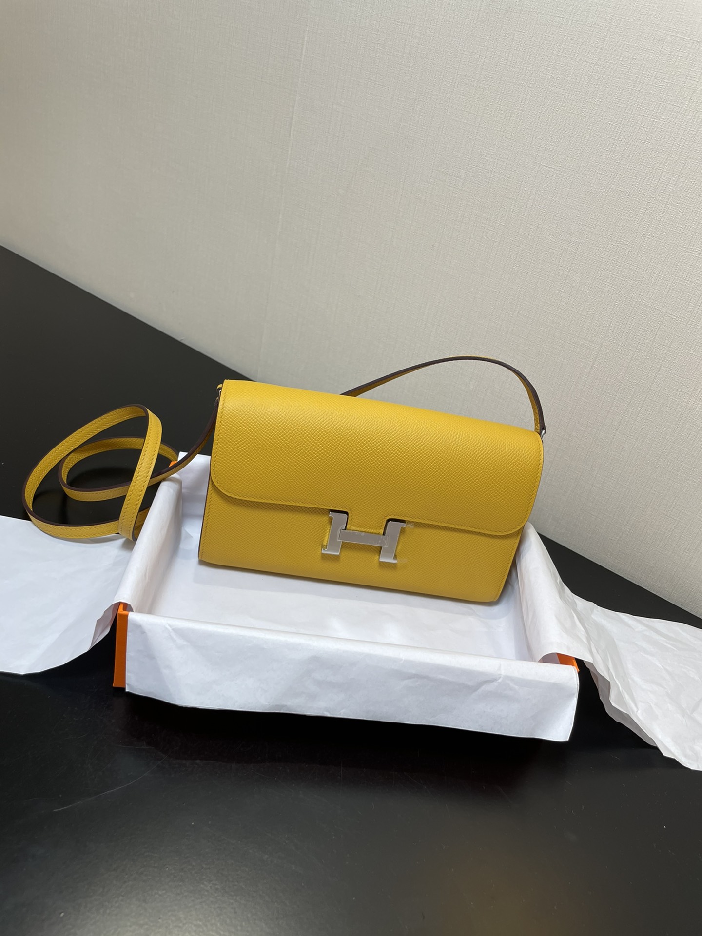[TOP] HERMES Epsom Constance Long Wallet 20.5cm - Yellow