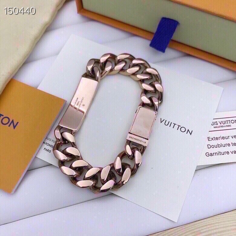 [TOP] Louis Vuitton LV Men's Curved plate Bracelet - Rose Gold