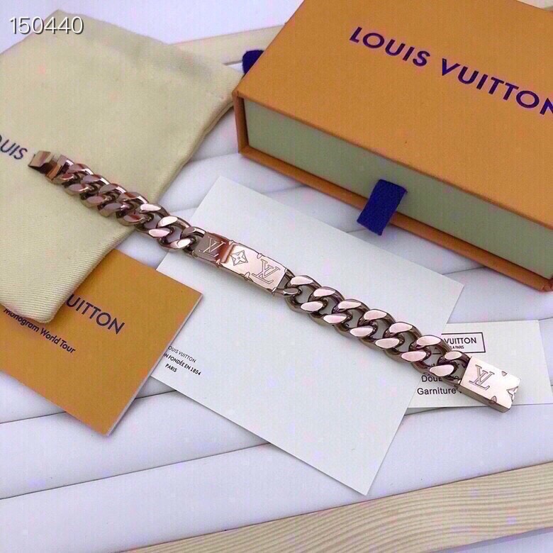 [TOP] Louis Vuitton LV Men's Curved plate Bracelet - Rose Gold