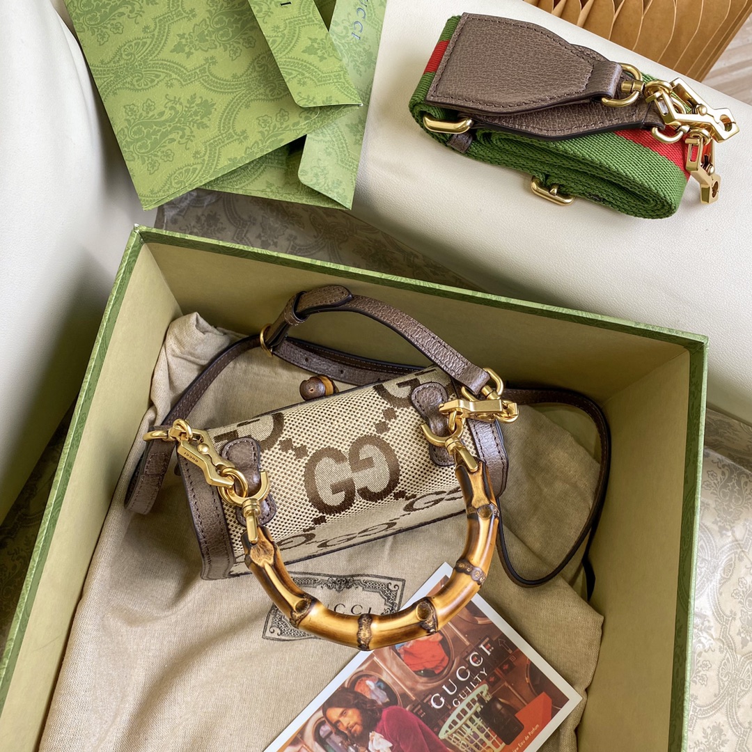 [TOP] GUCCI Bamboo Bag Brown leather 17x12x7.5cm/21x15x7cm