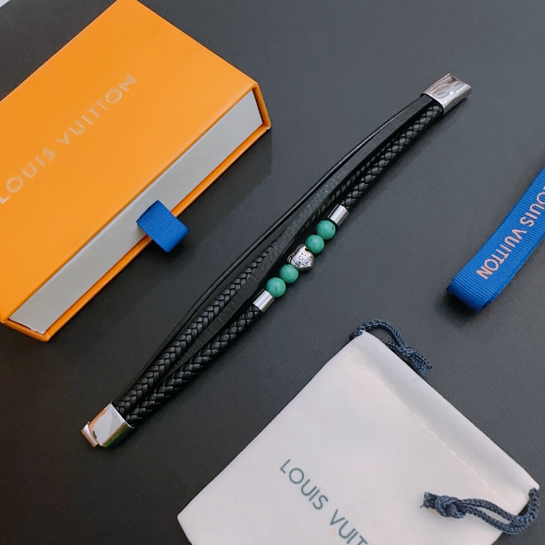 [TOP] Louis Vuitton LV Vintage Cowhide Bracelet - Black