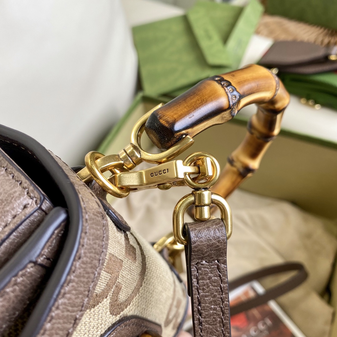 [TOP] GUCCI Bamboo Bag Brown leather 17x12x7.5cm/21x15x7cm