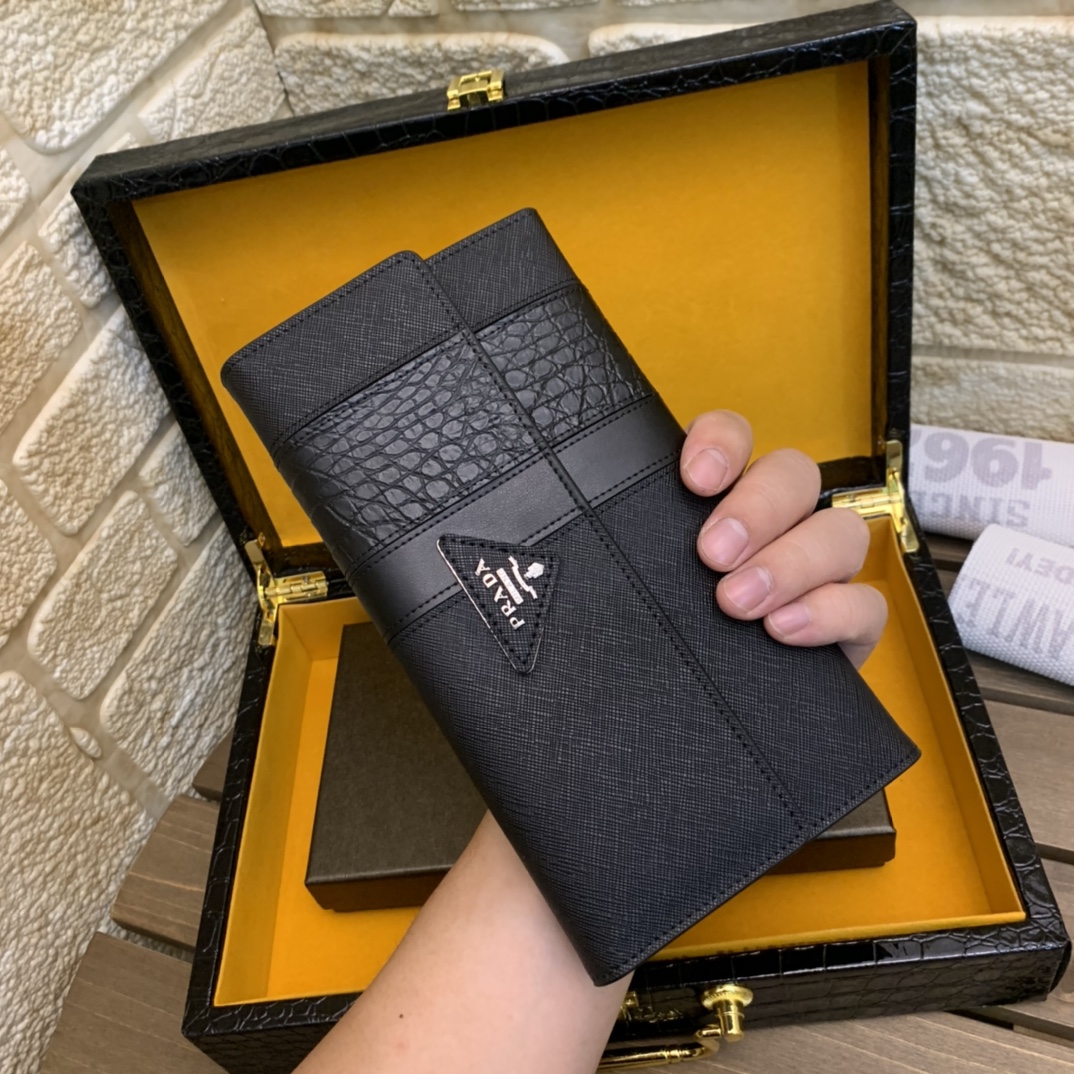 [TOP] PRADA Men's Wallet - Black